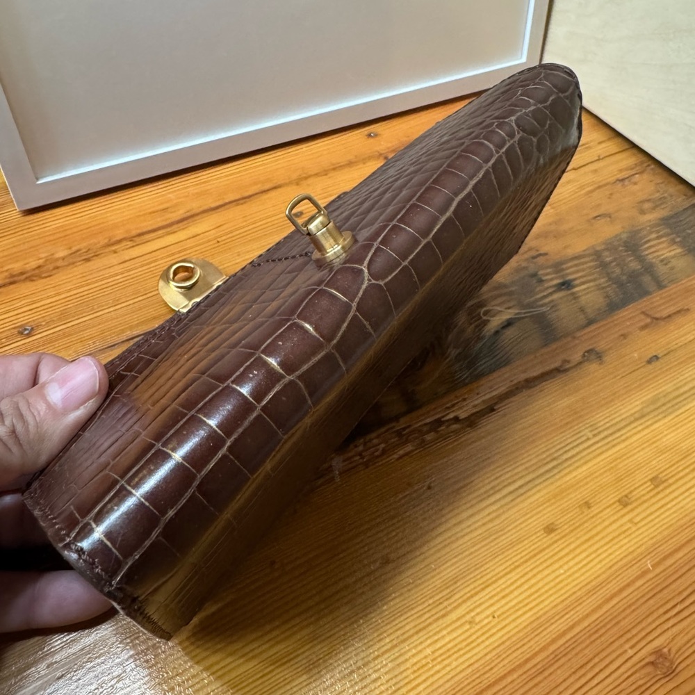 Vintage Francesco biasa Brown and gold Croc-Embossed Leather - Picture 7 of 15
